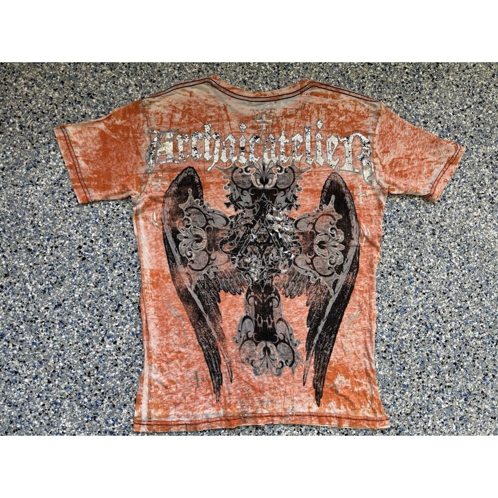 Archaic by Affliction Parallel Wings Graphic T-shirt In Orange Size Large